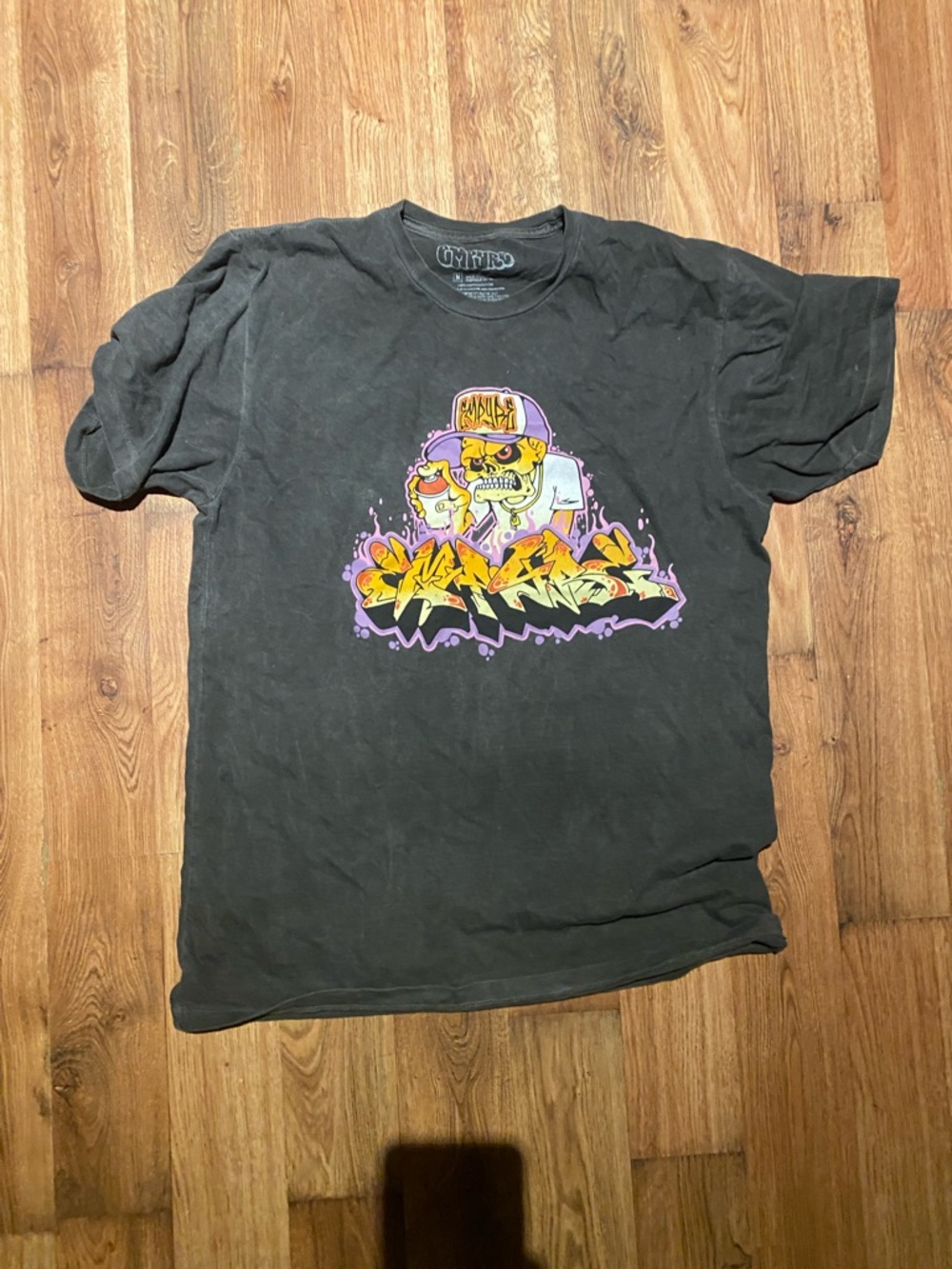 Empyre Black Short Sleeve Tee with Purple & Yellow Skull Graphic